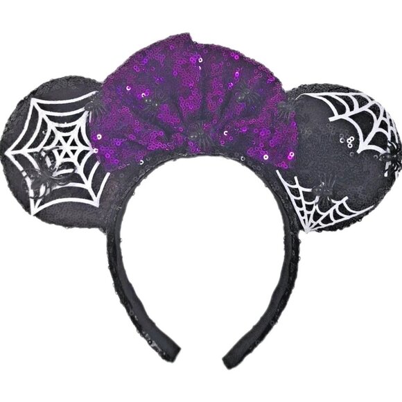 Disney Accessories - Disney Minnie Mouse Ears Halloween Spiderwebs Headband Black/white